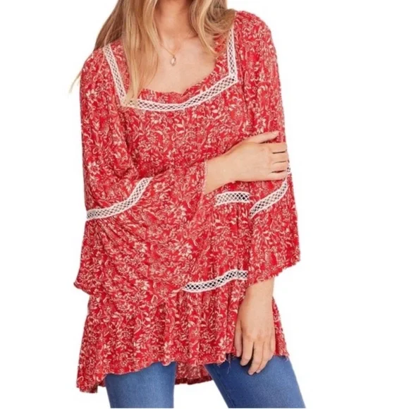 Free People Bohemian Orange Floral Top - Picture 5 of 8